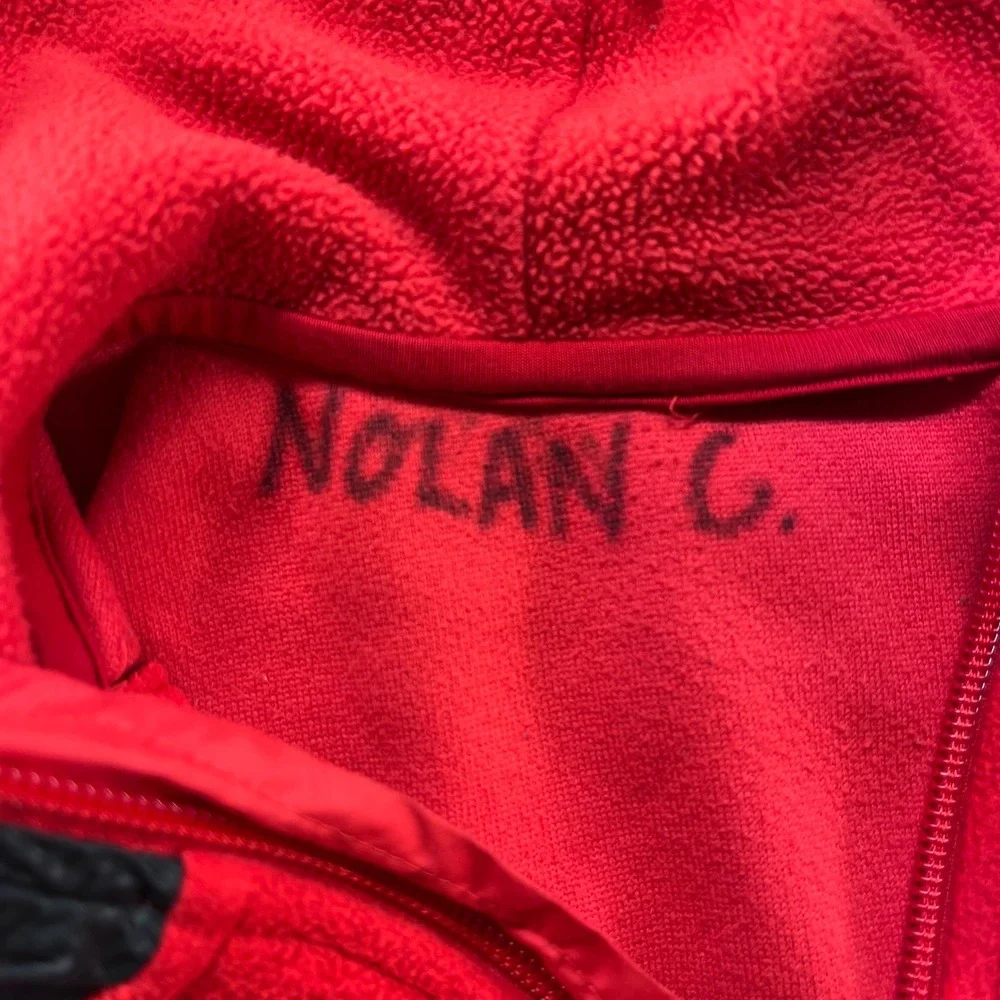 Nike‎ Fleece Zip Hoodie Kids Large Red Black Sporty Full Zip Jacket